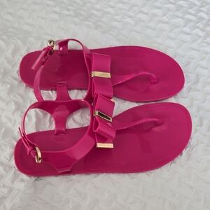 Michael Kors Vibrant Pink Plastic Sandals Summer Outdoor Casual Shoes